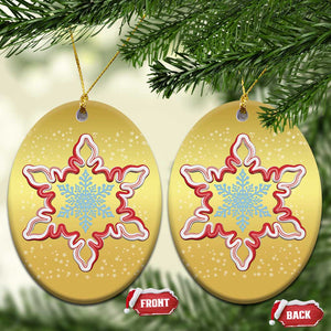 Snowflake Candy Cane Christmas Ornament TS09 Oval Gold Print Your Wear