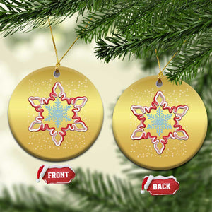 Snowflake Candy Cane Christmas Ornament TS09 Circle Gold Print Your Wear