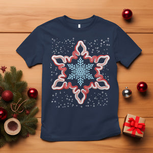 Snowflake Candy Cane Snow Christmas Pajamas T Shirt TS09 Navy Printyourwear