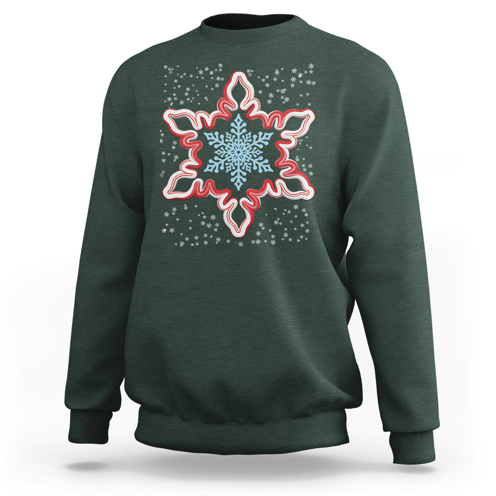 Snowflake Candy Cane Snow Christmas Pajamas Sweatshirt TS09 Dark Forest Green Printyourwear