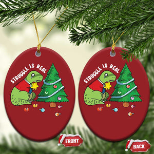 Christmas Cute Dinosaur Christmas Ornament Struggle Is Real TS09 Oval Red Print Your Wear