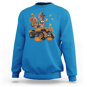 T Rex Turkey Riding Truck Monster Happy Thanksgiving Cool Dinosaur Sweatshirt TS09 Printyourwear