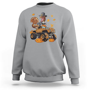 T Rex Turkey Riding Truck Monster Happy Thanksgiving Cool Dinosaur Sweatshirt TS09 Printyourwear