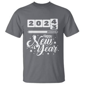 Happy New Year 2024 Loading Goodbye 2023 T Shirt TS09 Charcoal Printyourwear