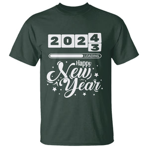 Happy New Year 2024 Loading Goodbye 2023 T Shirt TS09 Dark Forest Green Printyourwear