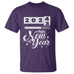 Happy New Year 2024 Loading Goodbye 2023 T Shirt TS09 Purple Printyourwear