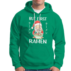 Cute Santa But First Ramen Lover Japanese Noodle Anime Christmas Hoodie TS09 Irish Green Printyourwear