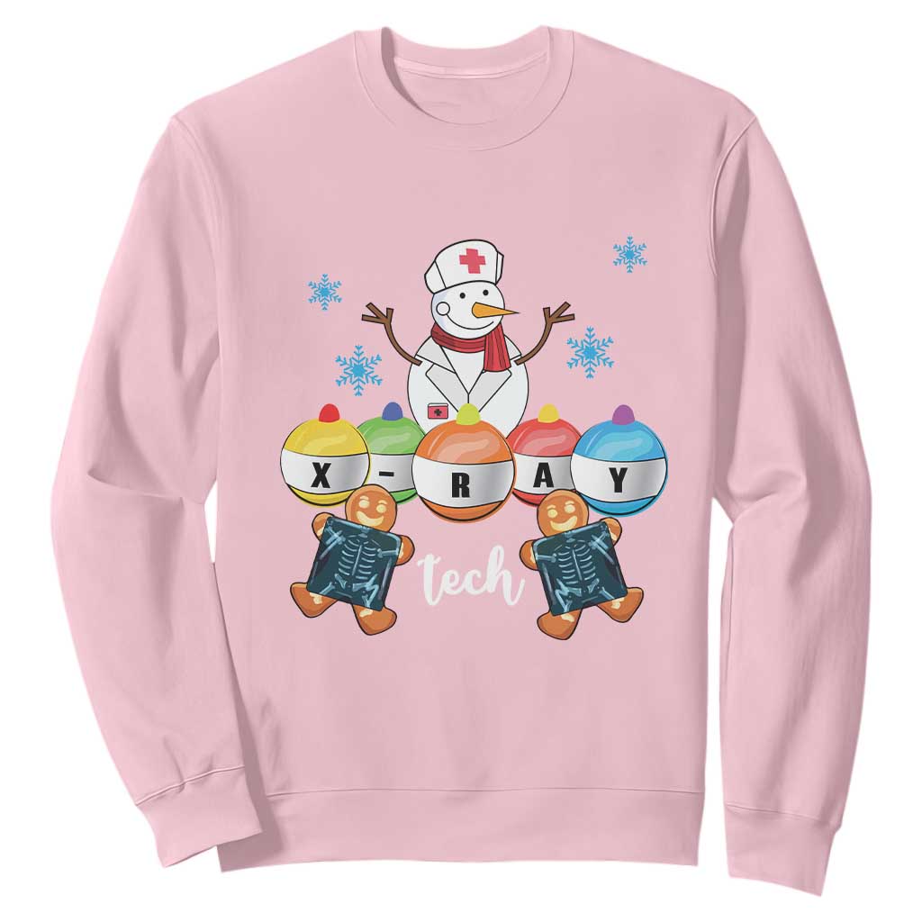 Funny Chrsitmas Sweatshirt Snowman Nurse Xray Gingerbread TS09 Light Pink Print Your Wear
