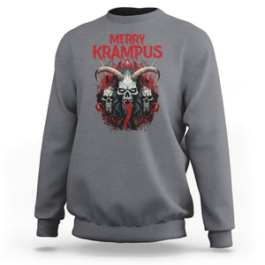 Merry Krampus Horor Christmas Evil Sweatshirt TS09 Charcoal Printyourwear