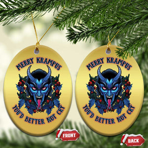 Merry Krampus Christmas Ornament You'd Better Not Cry Horor Xmas TS09 Oval Gold Print Your Wear