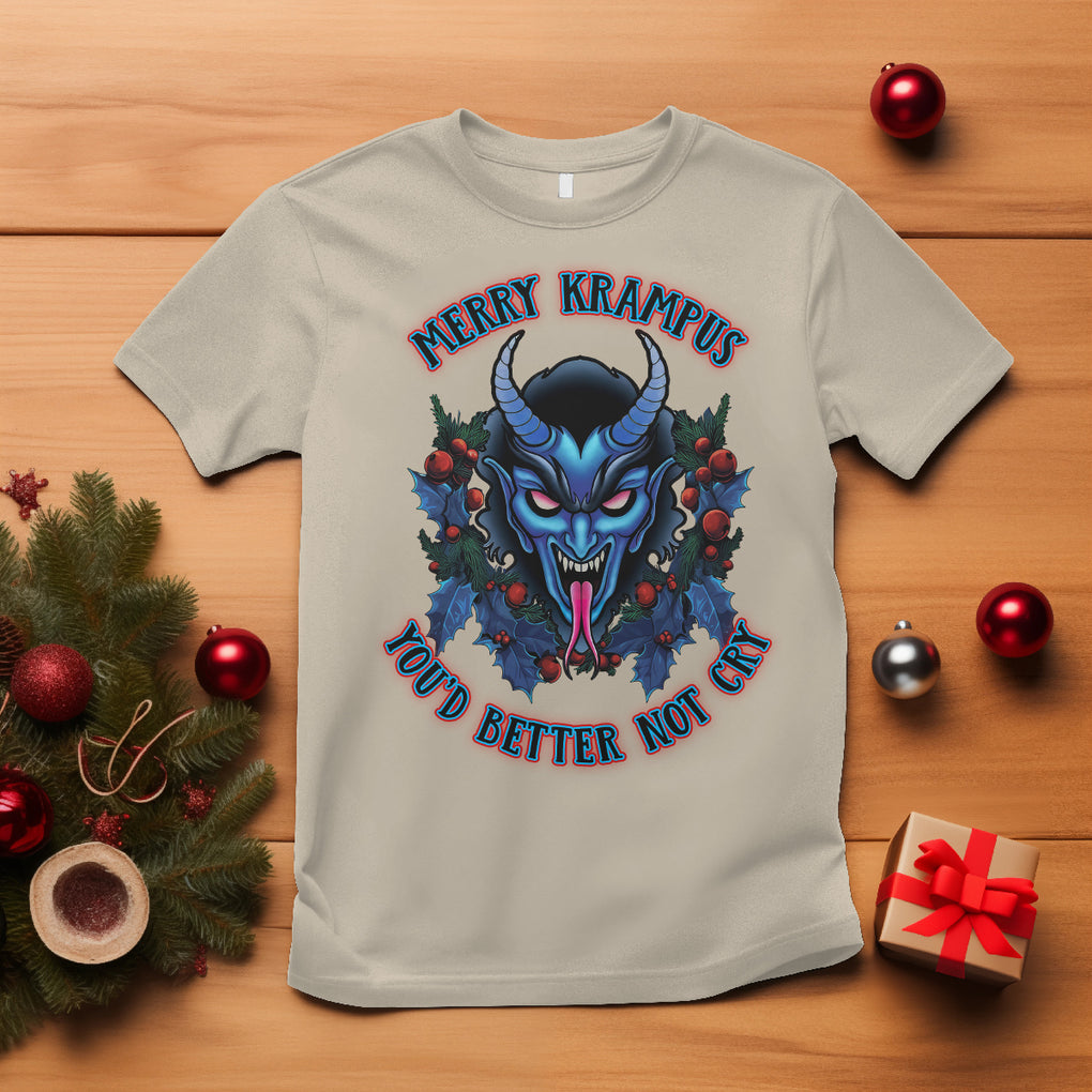 Merry Krampus Horor Christmas You'd Better Not Cry T Shirt TS09 Sand Printyourwear