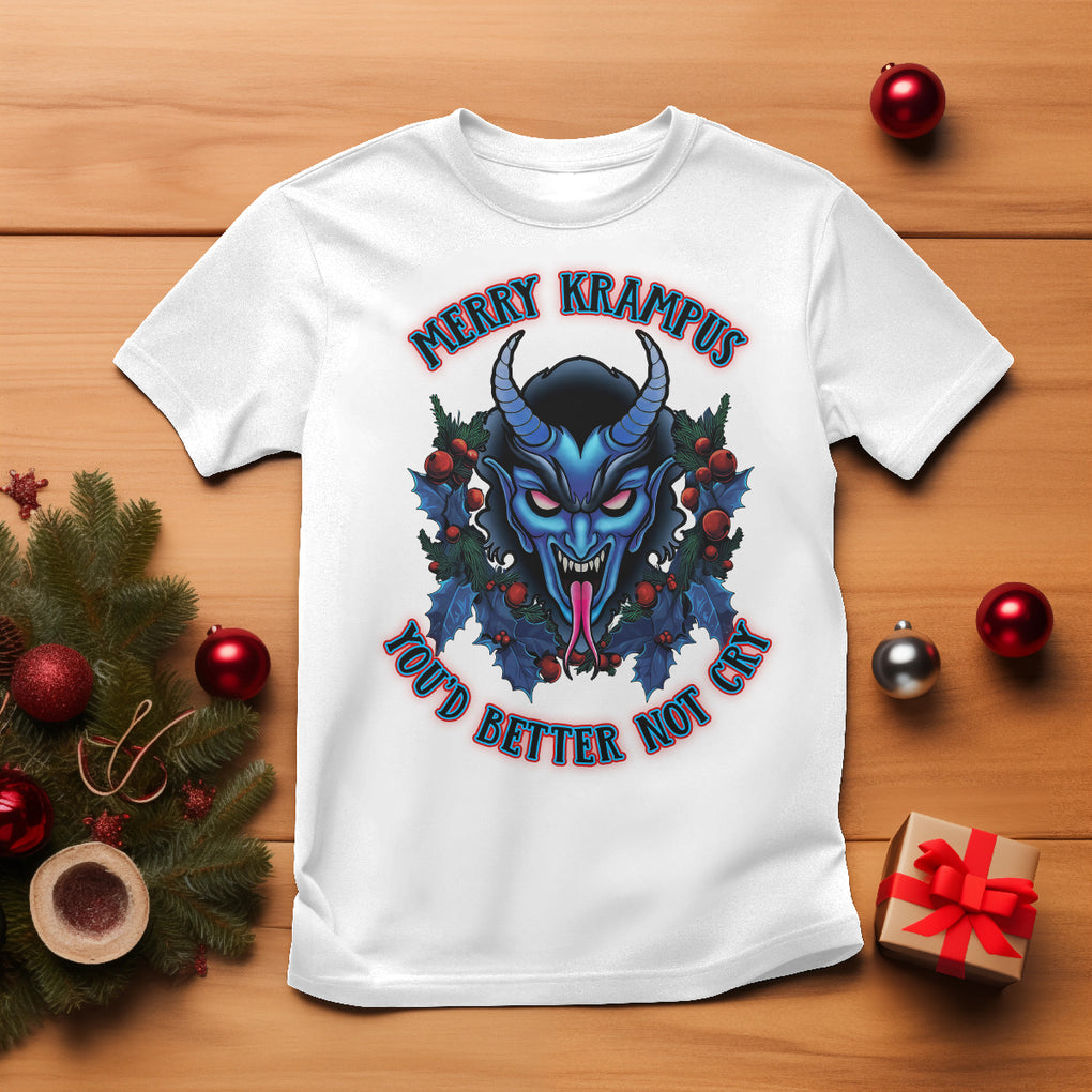 Merry Krampus Horor Christmas You'd Better Not Cry T Shirt TS09 White Printyourwear
