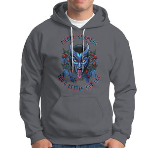 Merry Krampus Horor Christmas You'd Better Not Cry Hoodie TS09 Charcoal Printyourwear