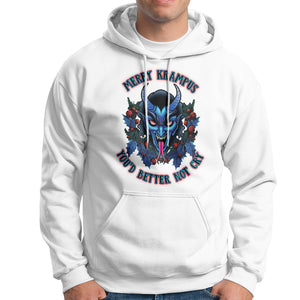 Merry Krampus Horor Christmas You'd Better Not Cry Hoodie TS09 White Printyourwear