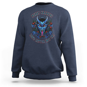 Merry Krampus Horor Christmas You'd Better Not Cry Sweatshirt TS09 Navy Printyourwear