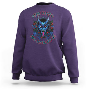 Merry Krampus Horor Christmas You'd Better Not Cry Sweatshirt TS09 Purple Printyourwear