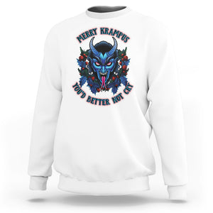 Merry Krampus Horor Christmas You'd Better Not Cry Sweatshirt TS09 White Printyourwear