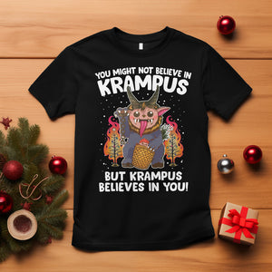 Merry Krampus Believes In You Germanic Christmas Demon Horror T Shirt TS09 Black Printyourwear