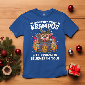 Merry Krampus Believes In You Germanic Christmas Demon Horror T Shirt TS09 Royal Blue Printyourwear