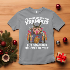 Merry Krampus Believes In You Germanic Christmas Demon Horror T Shirt TS09 Sport Gray Printyourwear