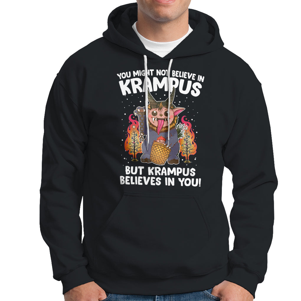 Merry Krampus Believes In You Germanic Christmas Demon Horror Hoodie TS09 Black Printyourwear