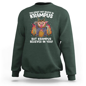 Merry Krampus Believes In You Germanic Christmas Demon Horror Sweatshirt TS09 Dark Forest Green Printyourwear