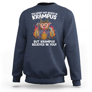 Merry Krampus Believes In You Germanic Christmas Demon Horror Sweatshirt TS09 Navy Printyourwear