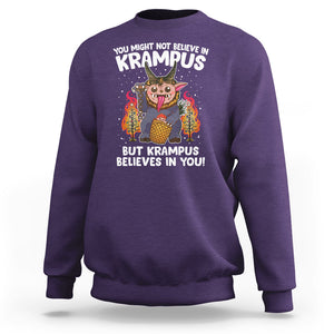 Merry Krampus Believes In You Germanic Christmas Demon Horror Sweatshirt TS09 Purple Printyourwear