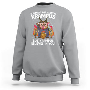 Merry Krampus Believes In You Germanic Christmas Demon Horror Sweatshirt TS09 Sport Gray Printyourwear