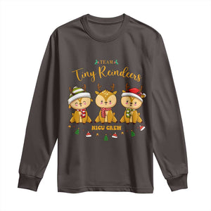 Christmas Nurse Nicu Crew Tiny Reindeer Long Sleeve Shirt TS09 Dark Chocolate Print Your Wear