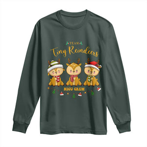 Christmas Nurse Nicu Crew Tiny Reindeer Long Sleeve Shirt TS09 Dark Forest Green Print Your Wear