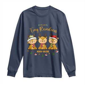 Christmas Nurse Nicu Crew Tiny Reindeer Long Sleeve Shirt TS09 Navy Print Your Wear