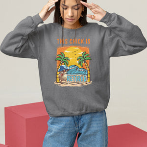 Retirement Sweatshirt This Chick Is Retired Women Relax At The Beach TS09 Charcoal Printyourwear