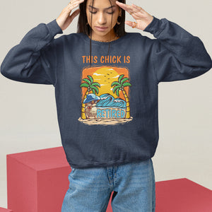 Retirement Sweatshirt This Chick Is Retired Women Relax At The Beach TS09 Navy Printyourwear