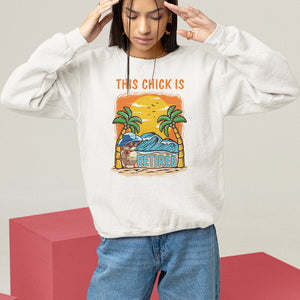 Retirement Sweatshirt This Chick Is Retired Women Relax At The Beach TS09 White Printyourwear