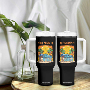Funny Retirement Tumbler With Handle This Chick Is Retired Women Relax At The Beach TS09 Print Your Wear