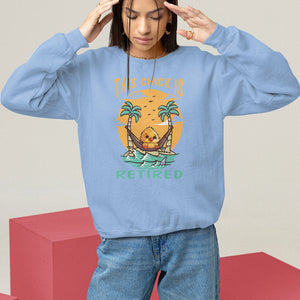 Retirement Sweatshirt This Chick Is Retired Women Relax At The Beach TS09 Carolina Blue Printyourwear