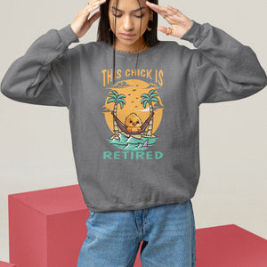 Retirement Sweatshirt This Chick Is Retired Women Relax At The Beach TS09 Charcoal Printyourwear