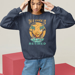 Retirement Sweatshirt This Chick Is Retired Women Relax At The Beach TS09 Navy Printyourwear