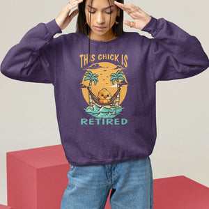 Retirement Sweatshirt This Chick Is Retired Women Relax At The Beach TS09 Purple Printyourwear