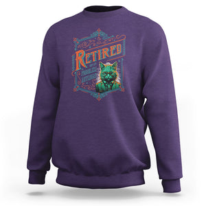 Retirement Sweatshirt Cool Cat Retired Not My Problem Anymore TS09 Purple Printyourwear