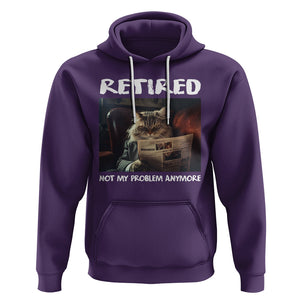 Retirement Hoodie Funny Cat Retired Not My Problem Anymore TS09 Purple Printyourwear