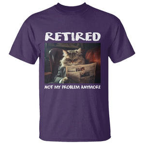 Retirement T Shirt Funny Cat Retired Not My Problem Anymore TS09 Purple Printyourwear