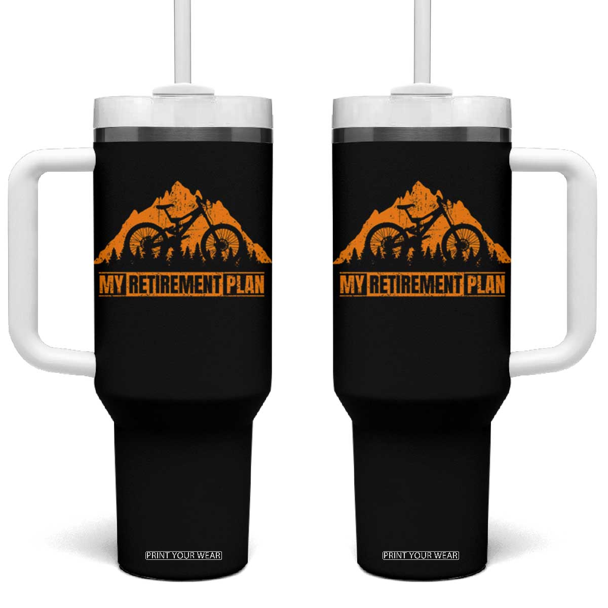 Funny Retirement Plan Tumbler With Handle Retired Rider Riding Bicycle TS09 One Size: 40 oz Black Print Your Wear