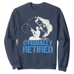 Retirement Sweatshirt O'fishally Retired Fishing Fisherman TS09 Navy Print Your Wear