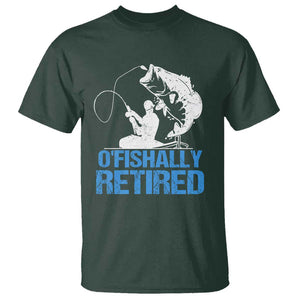 Retirement T Shirt O'fishally Retired Fishing Fisherman TS09 Dark Forest Green Print Your Wear