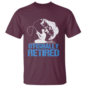 Retirement T Shirt O'fishally Retired Fishing Fisherman TS09 Maroon Print Your Wear