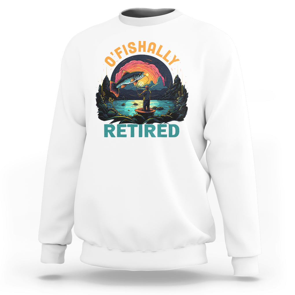 Retirement Sweatshirt O'fishally Retired Fishing Men TS09 White Printyourwear