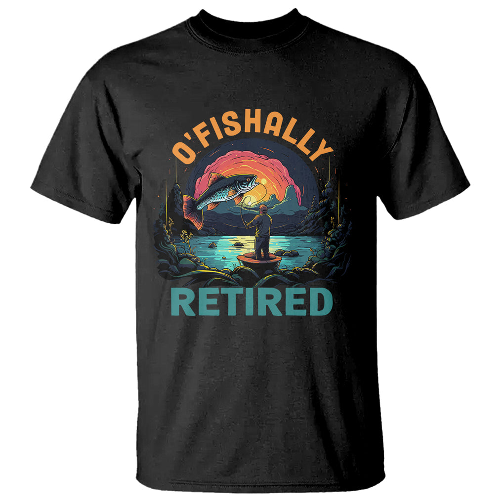 Retirement T Shirt O'fishally Retired Fishing Men TS09 Black Printyourwear