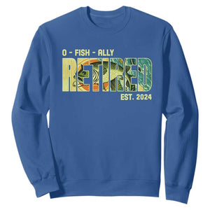 Retirement Sweatshirt O'fishally Retired Fishing Men Fisherman TS09 Royal Blue Print Your Wear